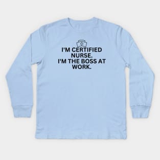 Certified Nurses Day Nurse Life with boss nurse Kids Long Sleeve T-Shirt